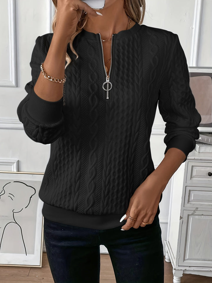 Zip-Front Knit Sweater for Women