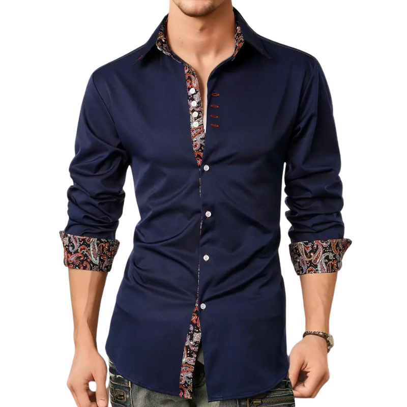 Paisley Print Button-Up Shirt for Men