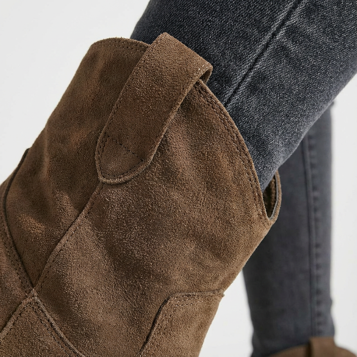 Block Heel Cowboy Ankle Boots for Women