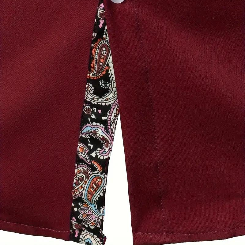 Paisley Print Button-Up Shirt for Men