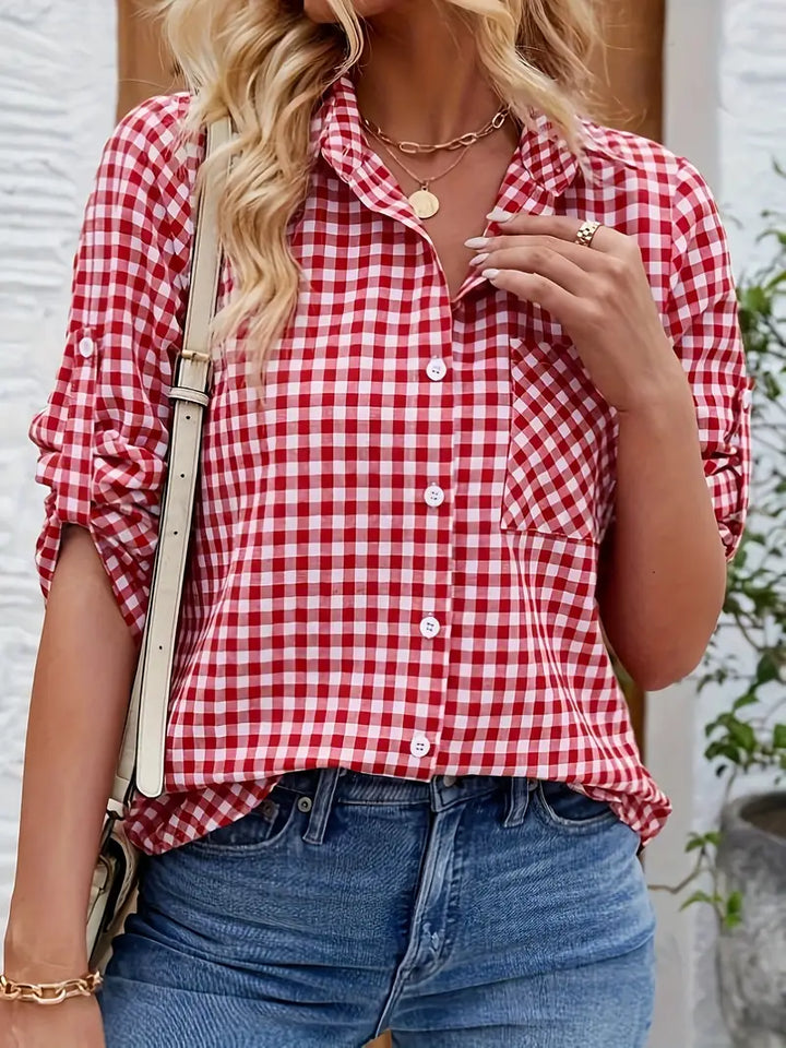 Checked Button-Up Shirt for Women