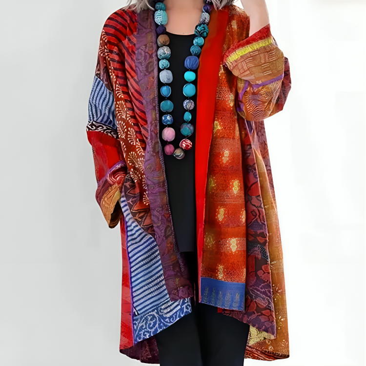 Patchwork Open Front Cardigan for Women
