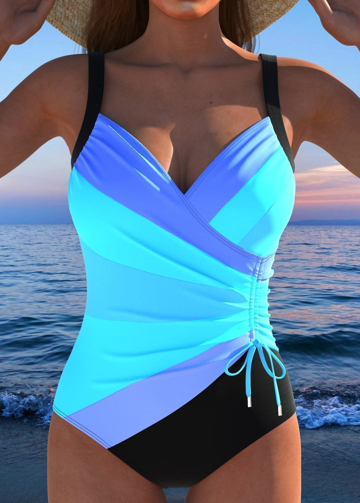 Printed Surplice Tummy Control Swimsuit for Women
