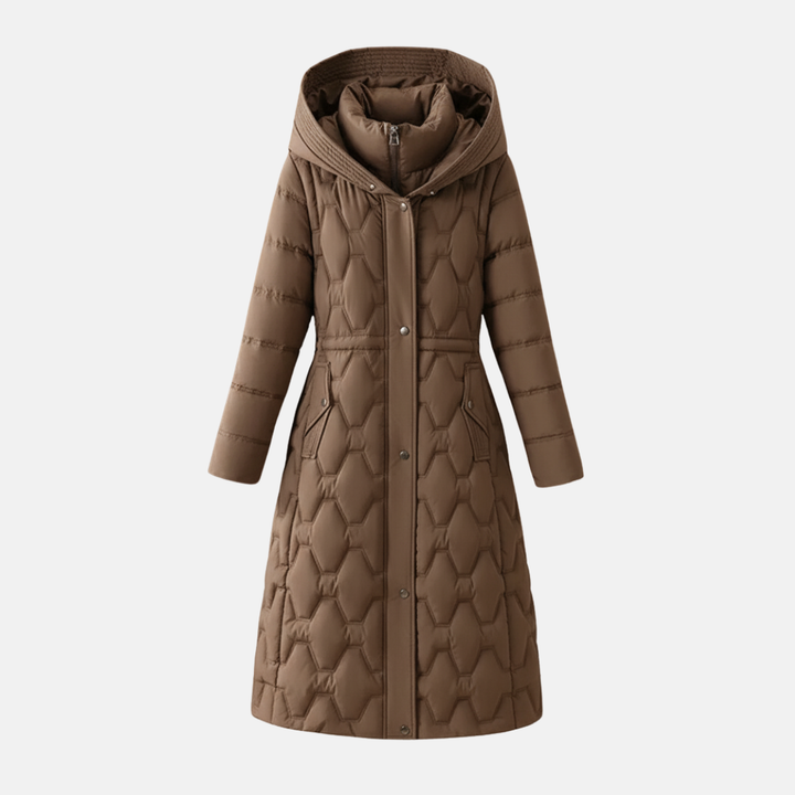 Quilted Hooded Long Coat for Women