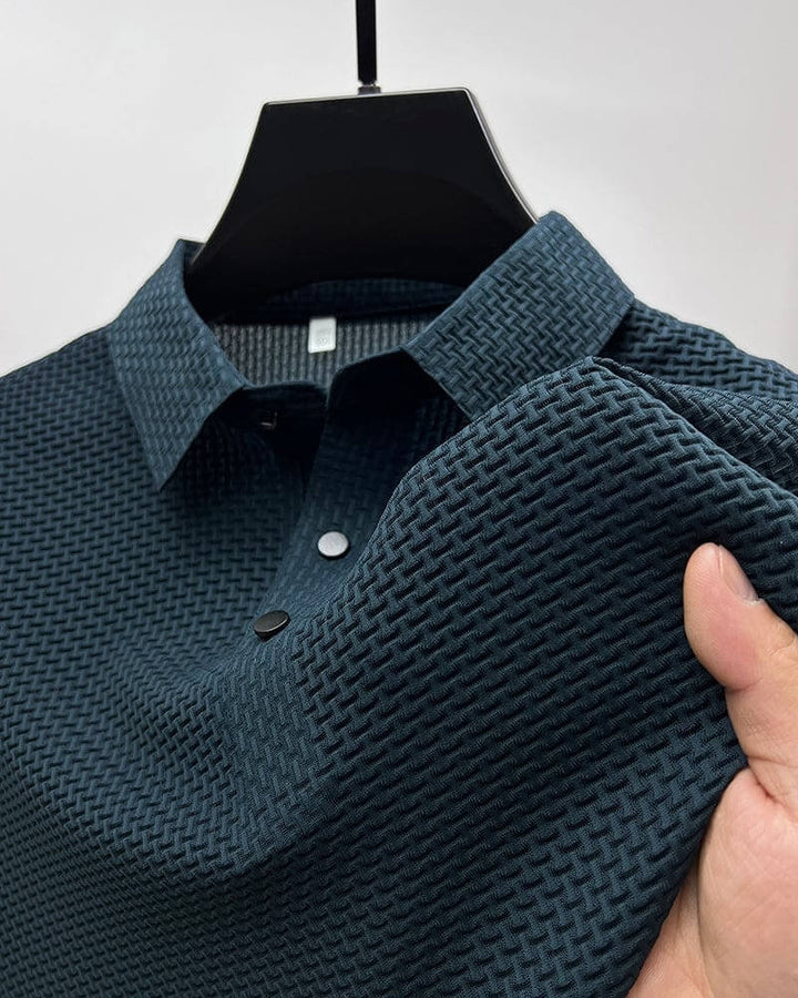 Textured Short Sleeve Polo Shirt for Men