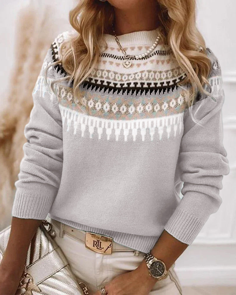Fair Isle Mock Neck Knit Sweater for Women