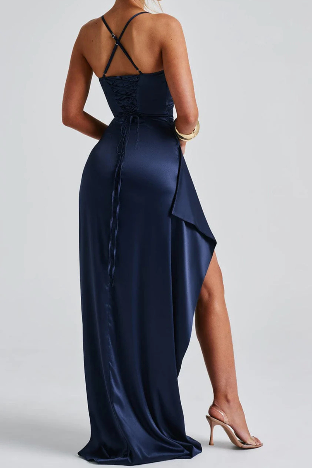 Satin Slip Maxi Dress with High Slit for Women