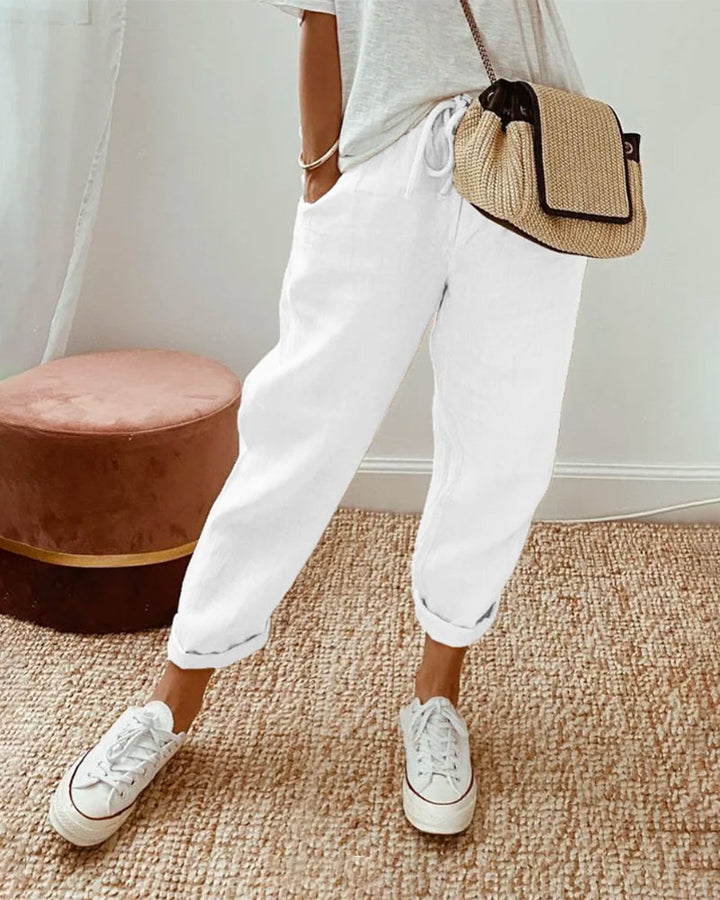 Breathable Cotton Straight Pants for Women