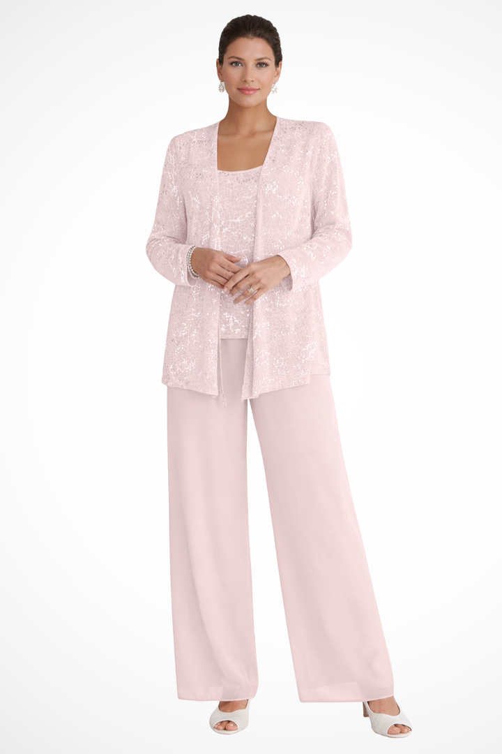 Three-Piece Wide-Leg Trouser Set for Women