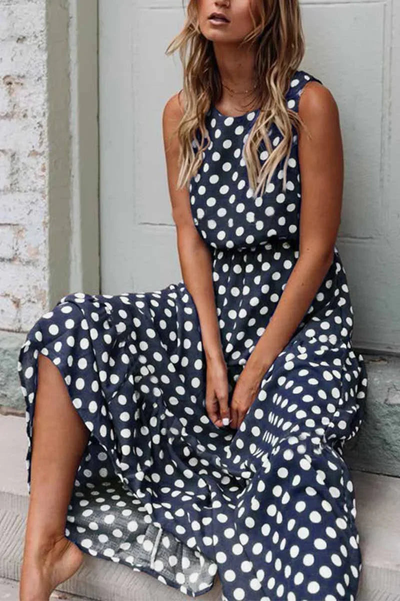 Chic Polka Dot Maxi Dress for Women with Comfortable Fit