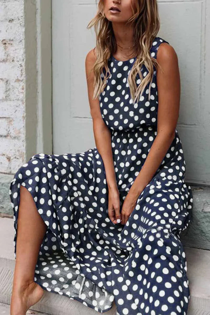 Chic Polka Dot Maxi Dress for Women with Comfortable Fit
