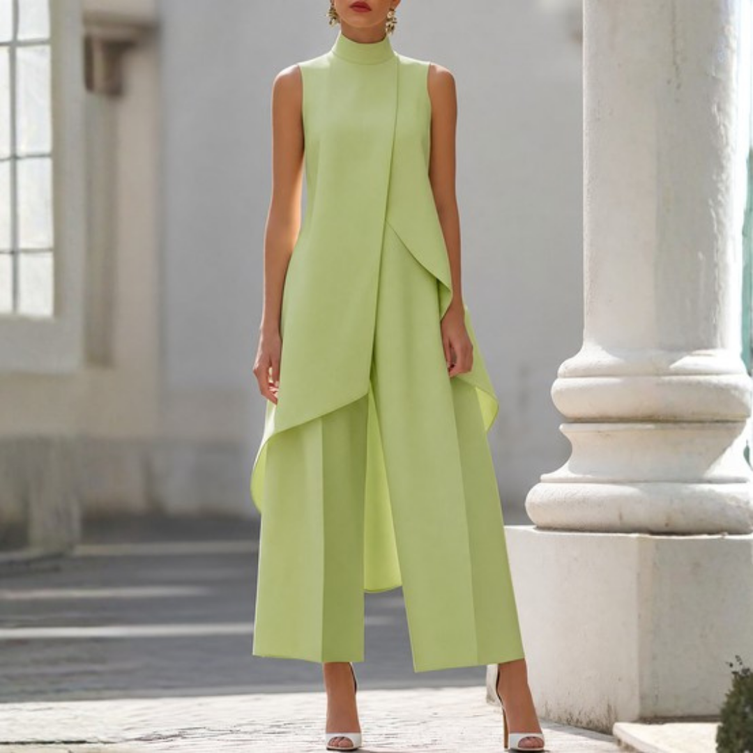Asymmetric High Neck Wide Leg Jumpsuit for Women