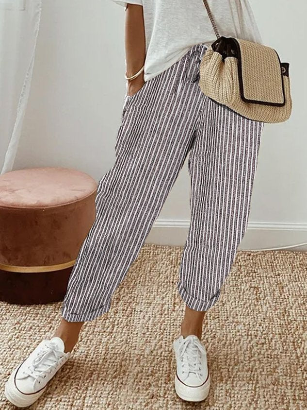 Breathable Cotton Straight Pants for Women