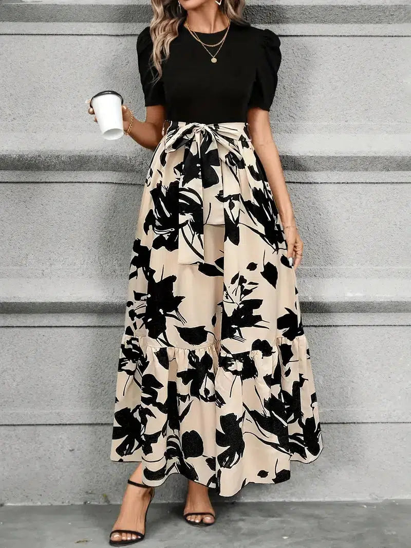 Floral Tie-Waist Midi Dress for Women