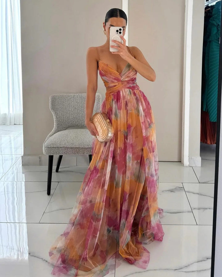 V-Neck Evening Maxi Dress for Women