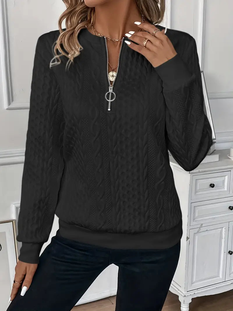 Zip-Front Knit Sweater for Women