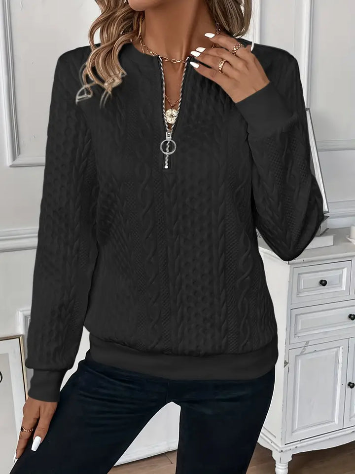 Zip-Front Knit Sweater for Women