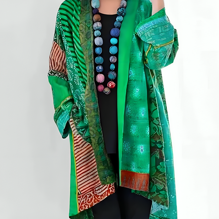 Patchwork Open Front Cardigan for Women