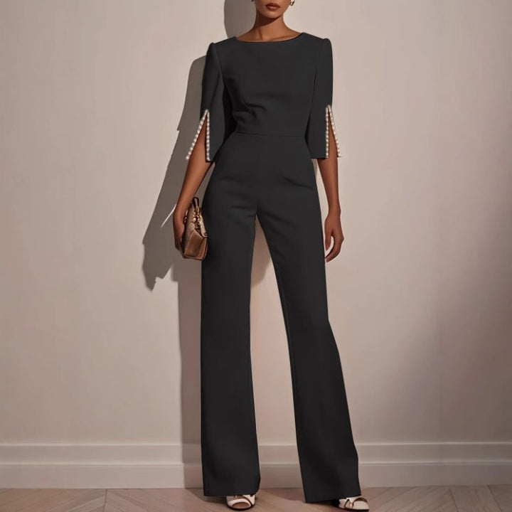 Wide Leg Pearl Detail Jumpsuit for Women