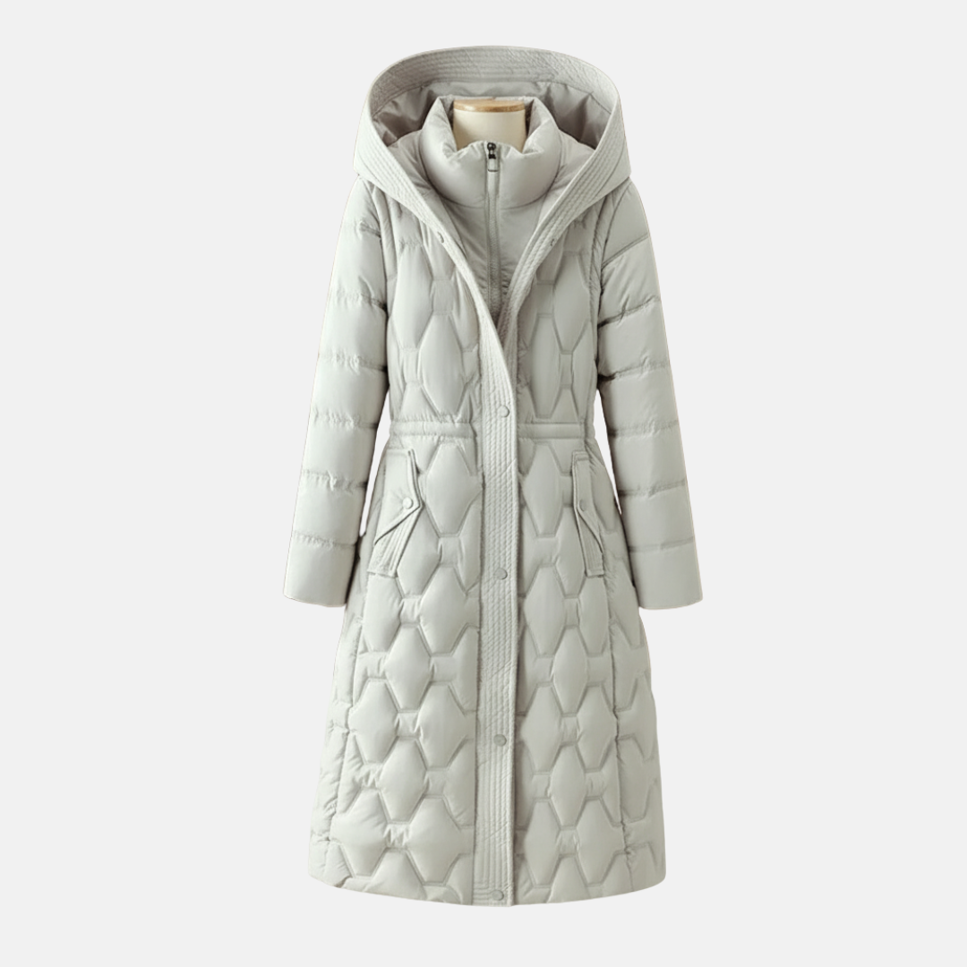 Quilted Hooded Long Coat for Women