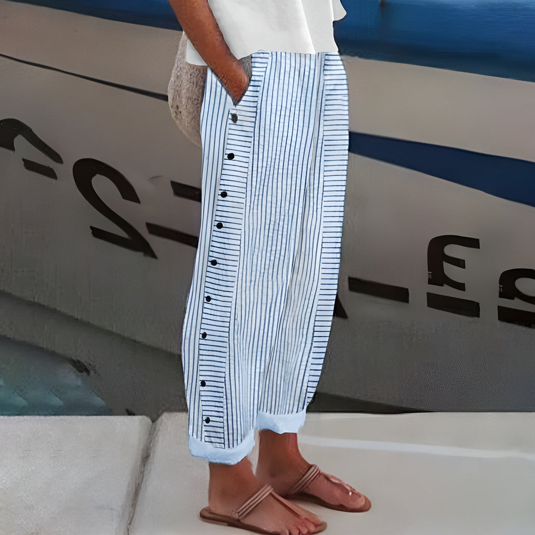 Striped High Waist Wide Leg Pants for Women