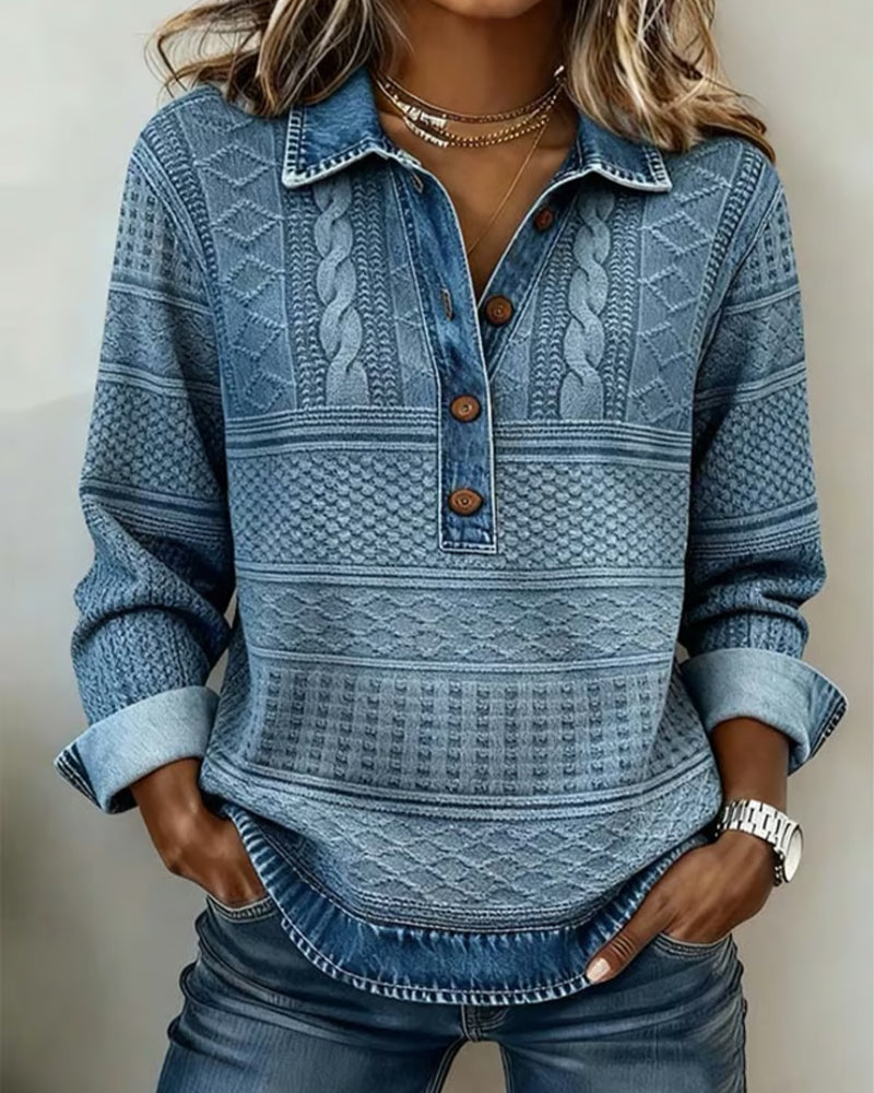 Button-Up Cable Knit Sweater for Women