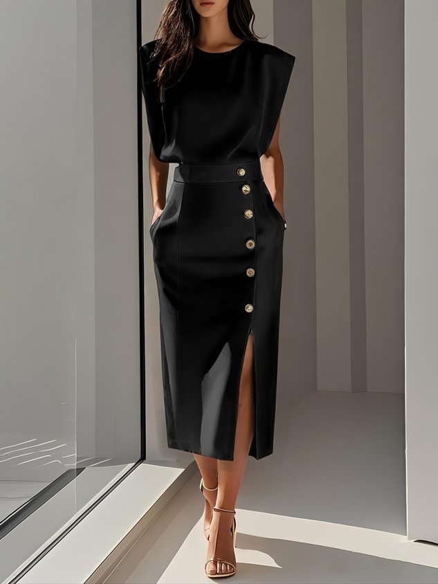 Sleeveless Button-Front Midi Dress for Women