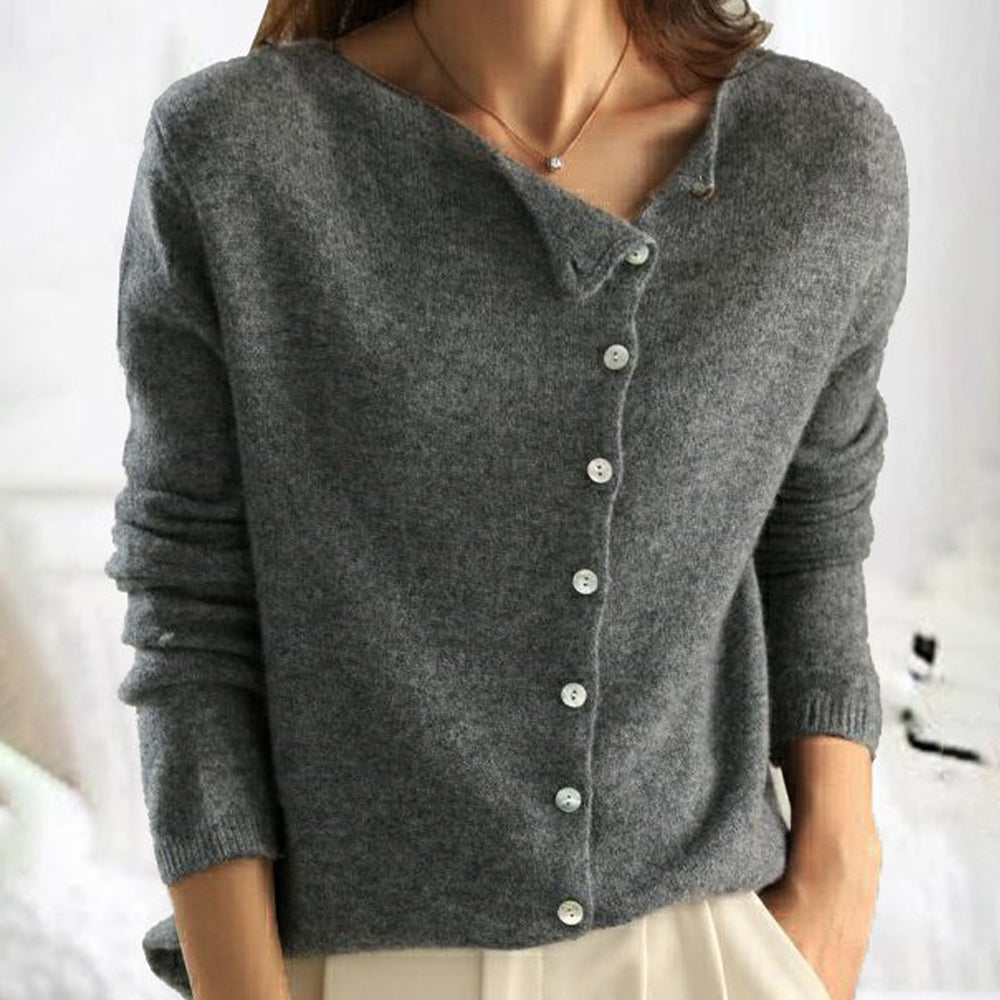 Lightweight Buttoned Stretch Sweater for Women