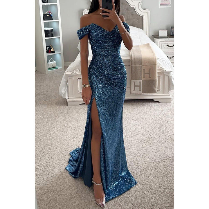 Off-Shoulder Slit Maxi Dress for Women