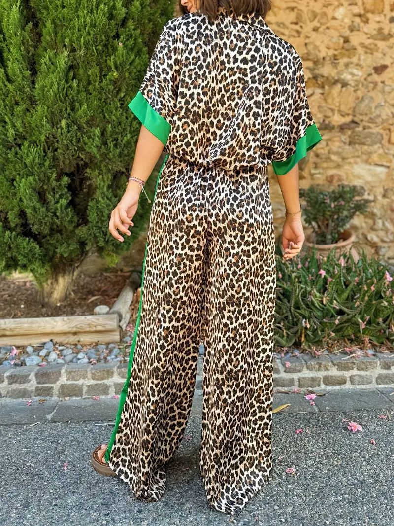 Leopard Print Wide Leg Jumpsuit for Women