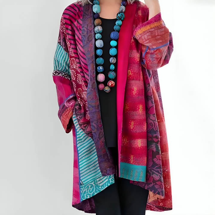 Patchwork Open Front Cardigan for Women