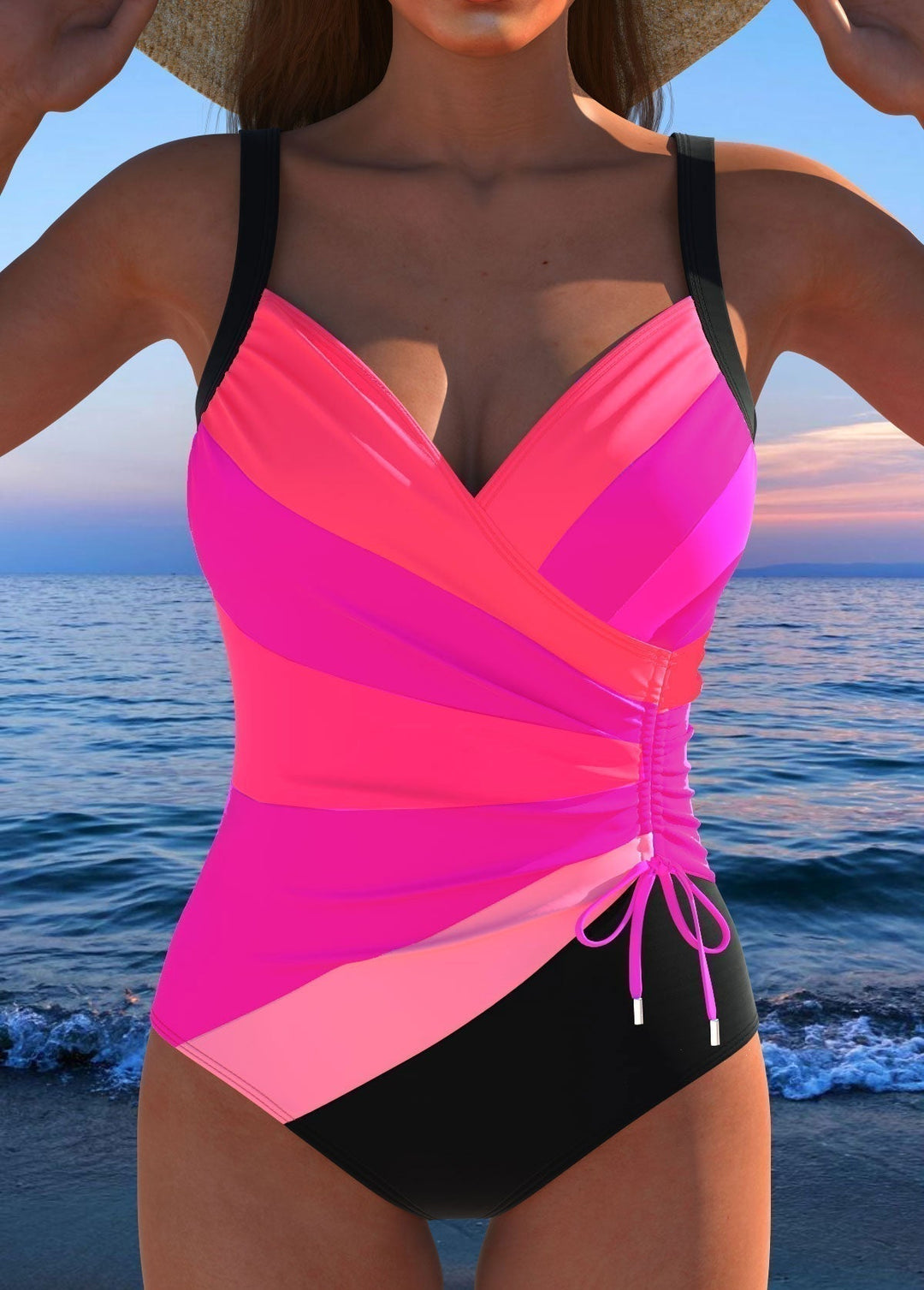 Printed Surplice Tummy Control Swimsuit for Women
