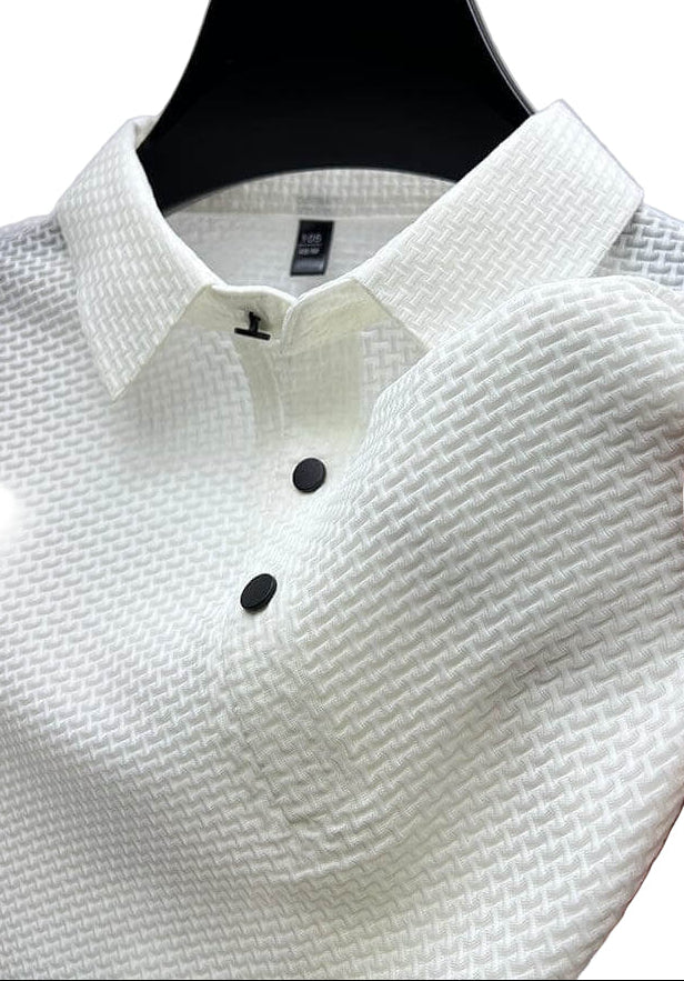 Textured Short Sleeve Polo Shirt for Men