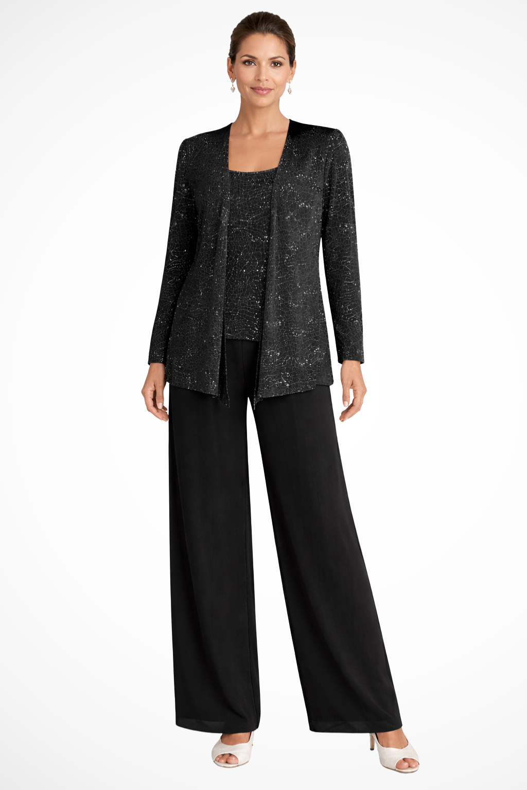 Three-Piece Wide-Leg Trouser Set for Women