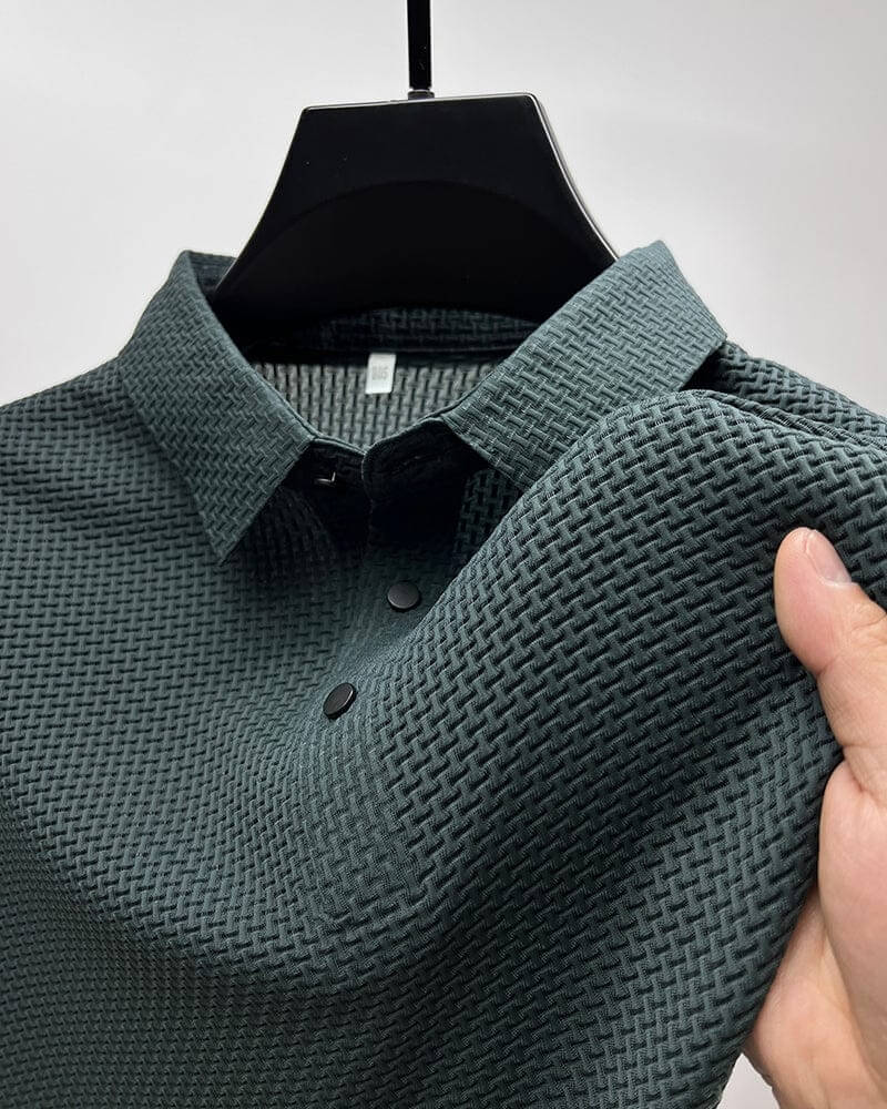 Textured Short Sleeve Polo Shirt for Men