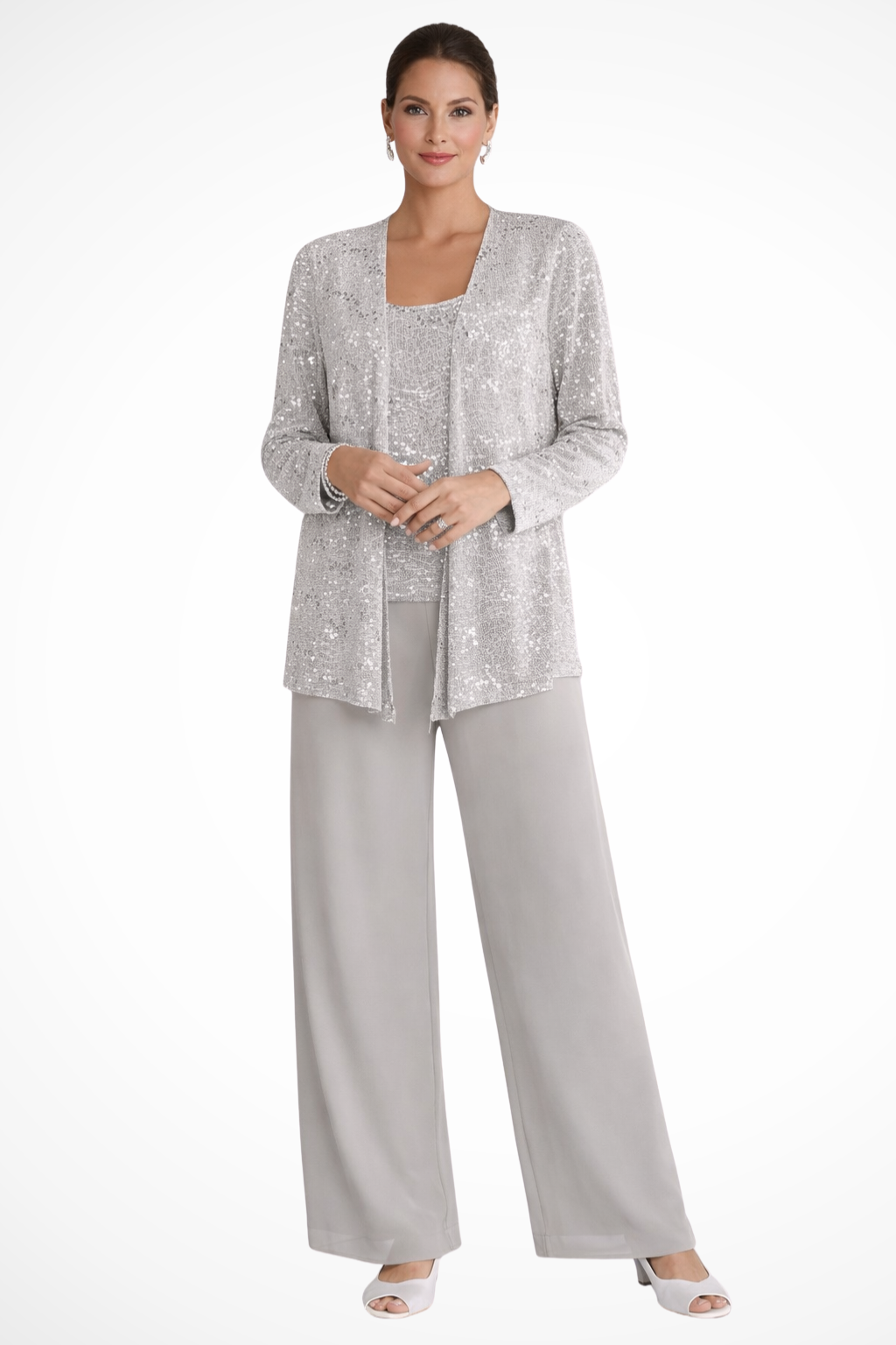 Three-Piece Wide-Leg Trouser Set for Women