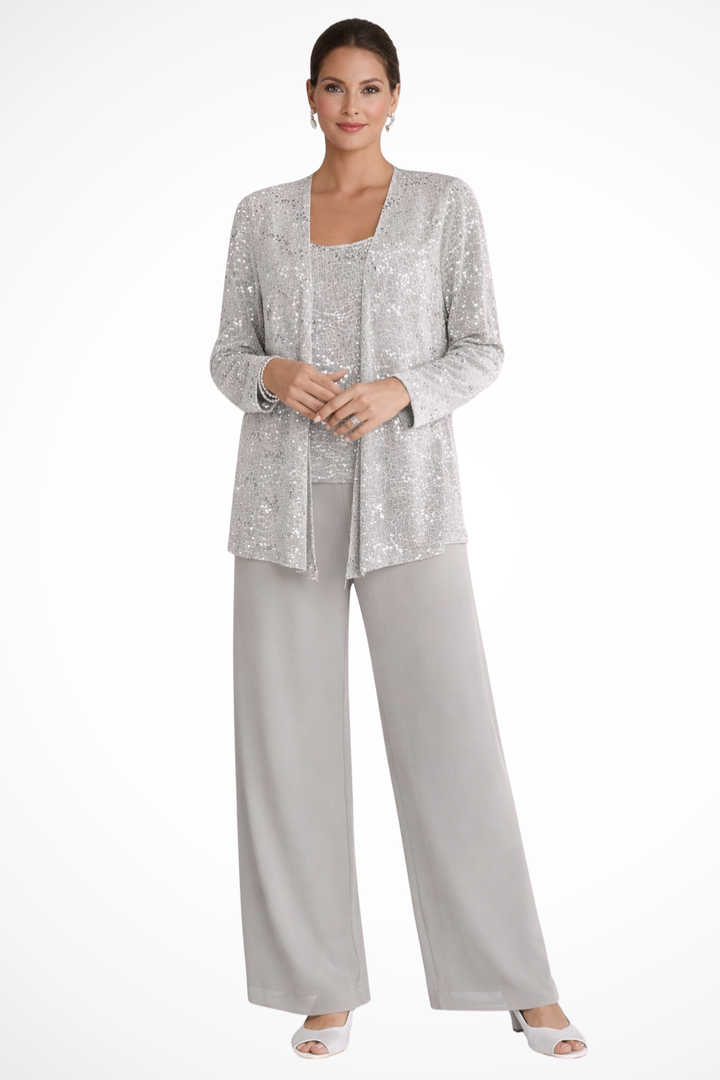 Three-Piece Wide-Leg Trouser Set for Women