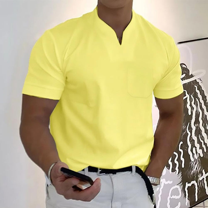 Split V-Neck Short Sleeve T-Shirt for Men