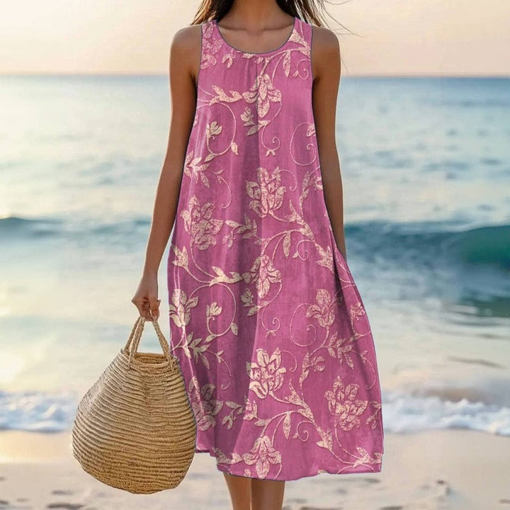 Floral Print Sleeveless Midi Dress for Women