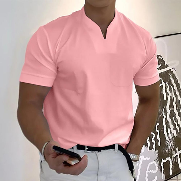 Split V-Neck Short Sleeve T-Shirt for Men