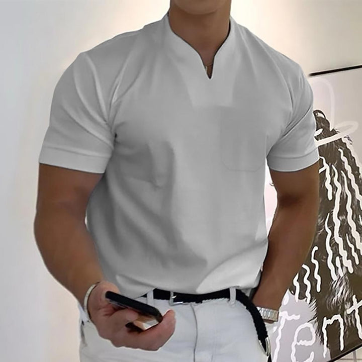 Split V-Neck Short Sleeve T-Shirt for Men