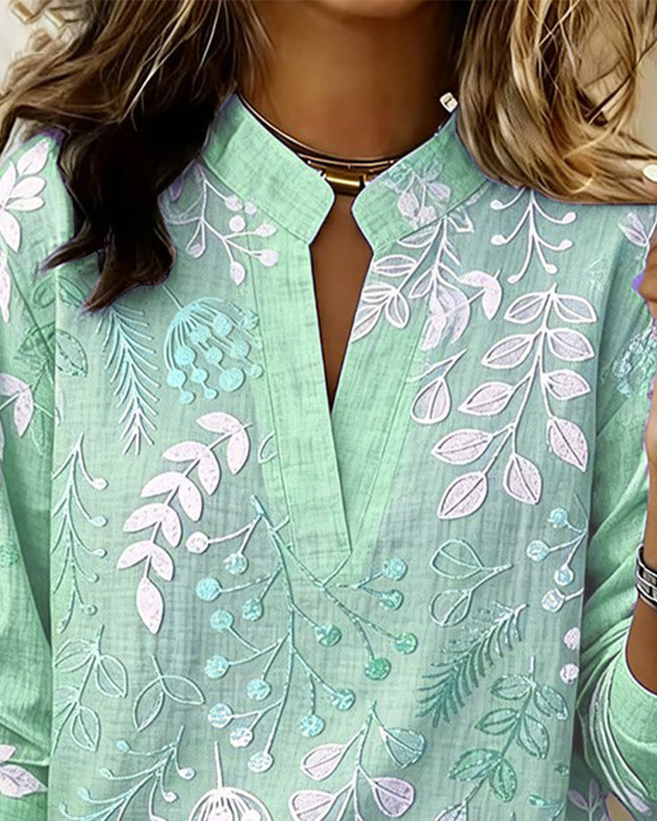 Floral Print V-Neck Blouse for Women