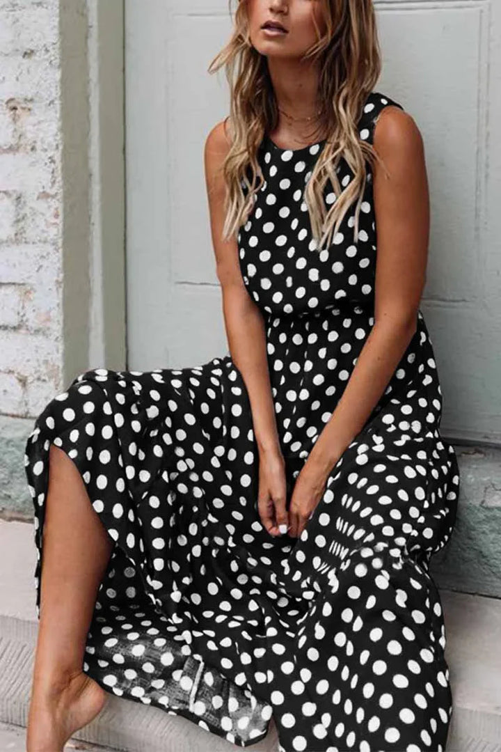 Chic Polka Dot Maxi Dress for Women with Comfortable Fit