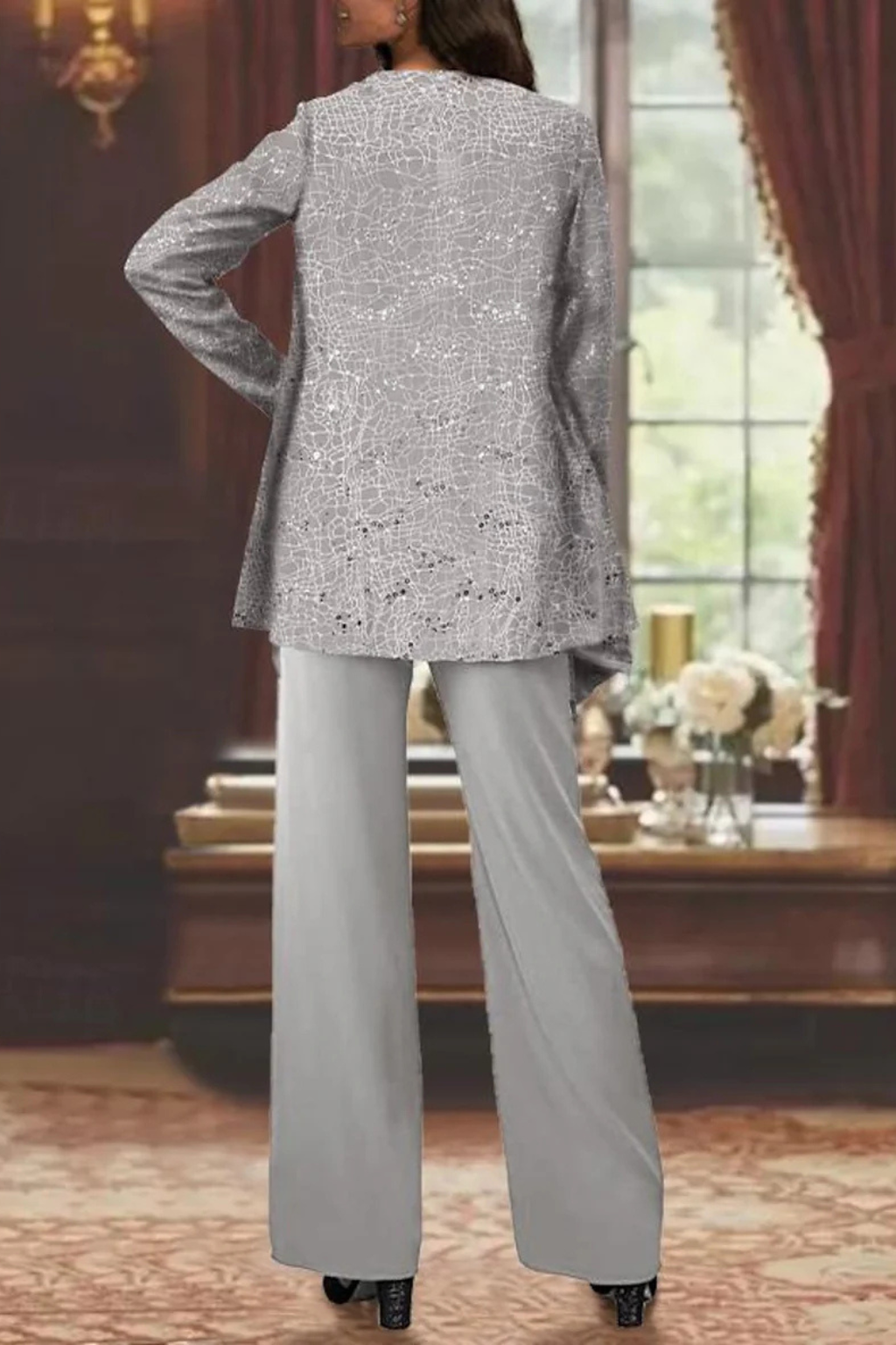 Three-Piece Wide-Leg Trouser Set for Women