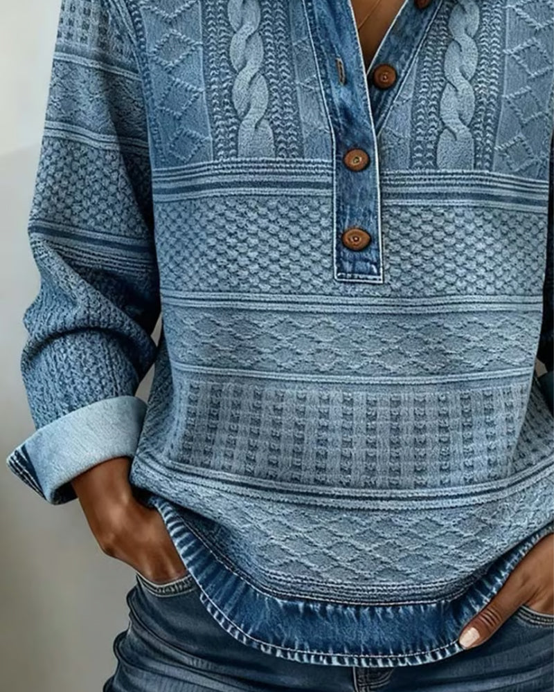 Button-Up Cable Knit Sweater for Women