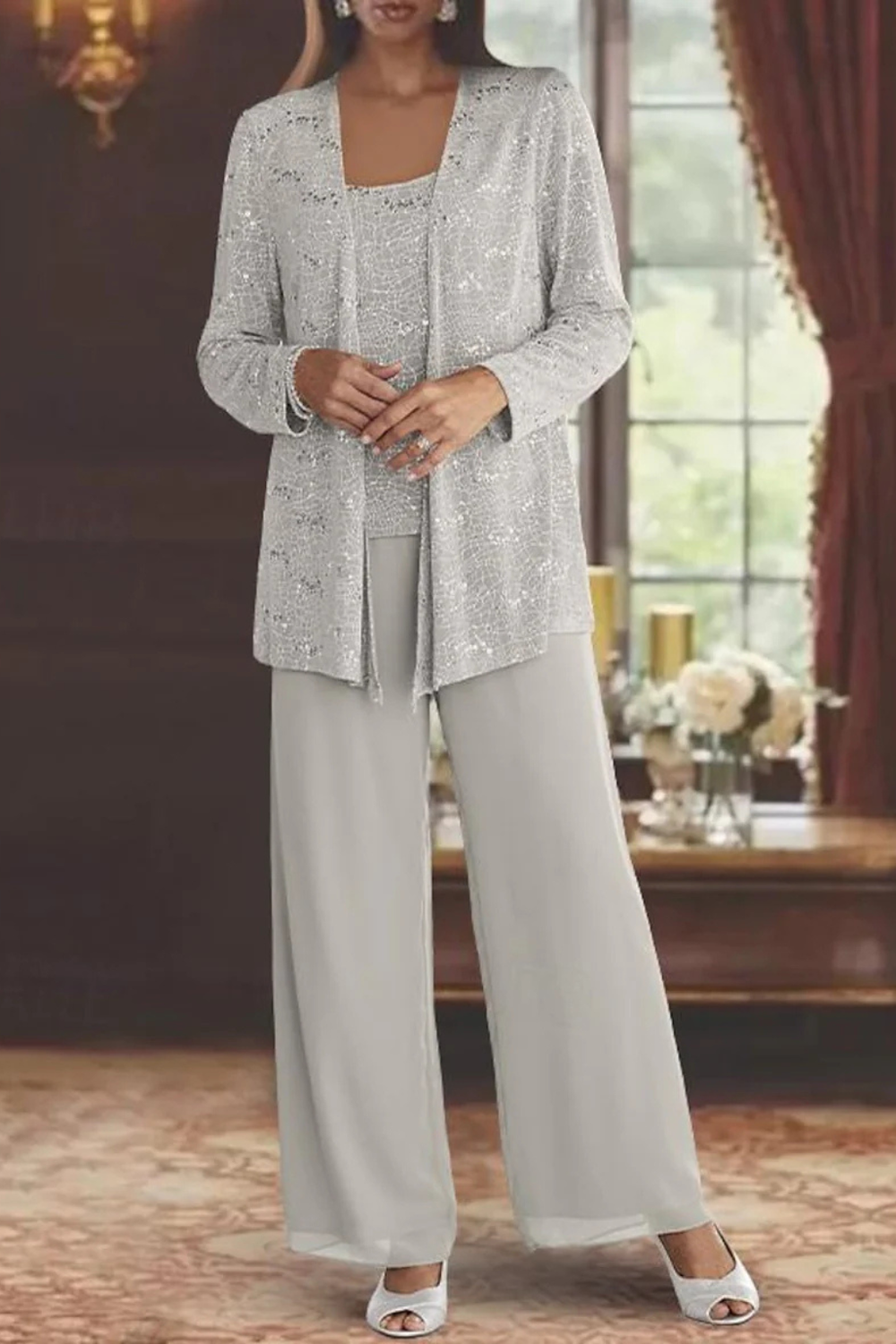 Three-Piece Wide-Leg Trouser Set for Women