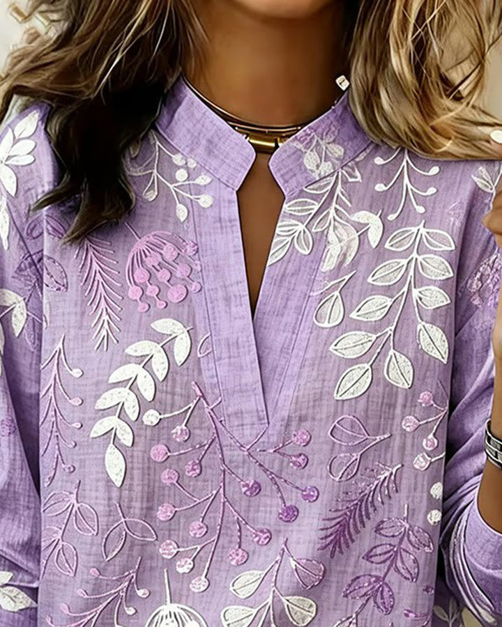 Floral Print V-Neck Blouse for Women