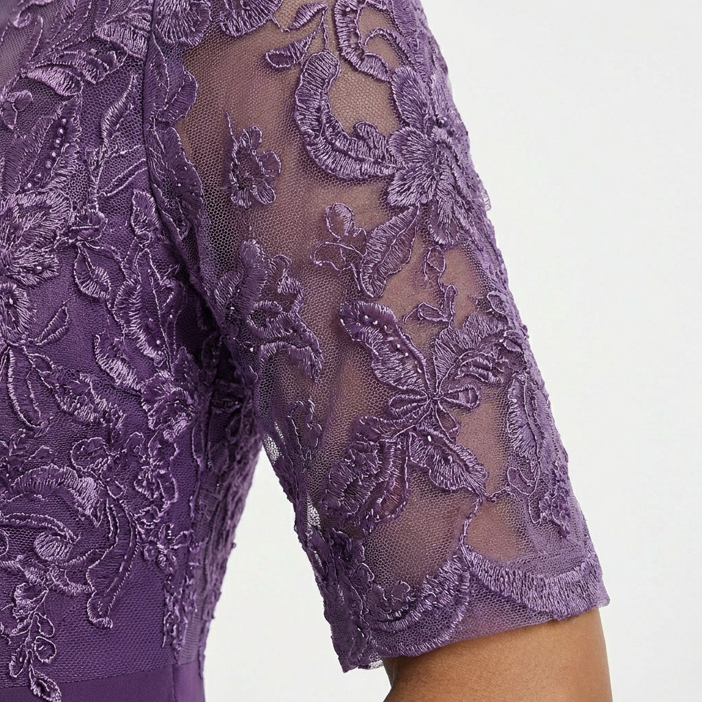 Lace Midi Dress with Half Sleeves for Women