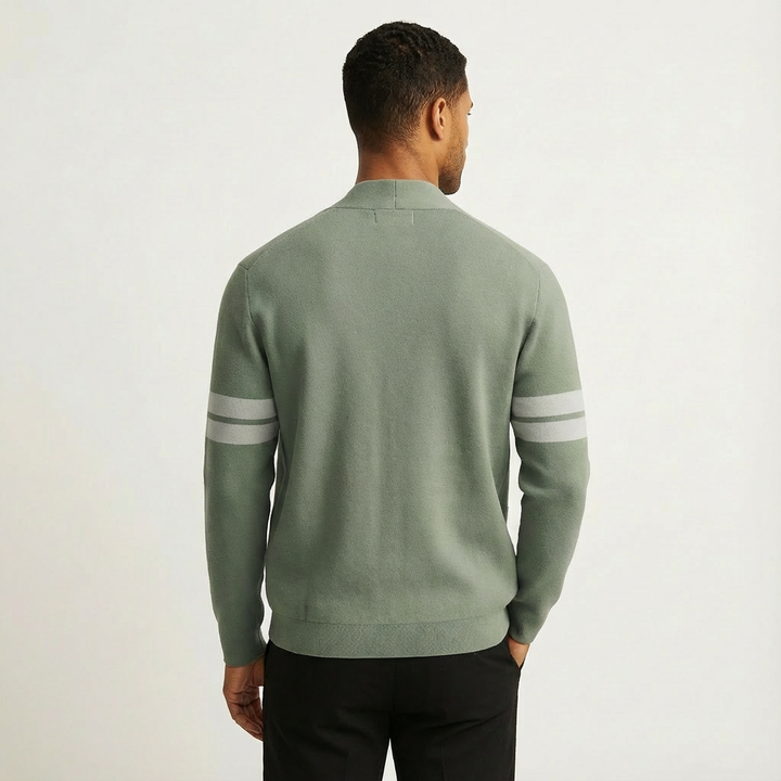 Merino Striped Sleeve Cardigan for Men