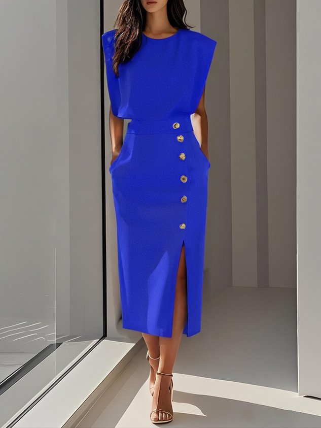 Sleeveless Button-Front Midi Dress for Women